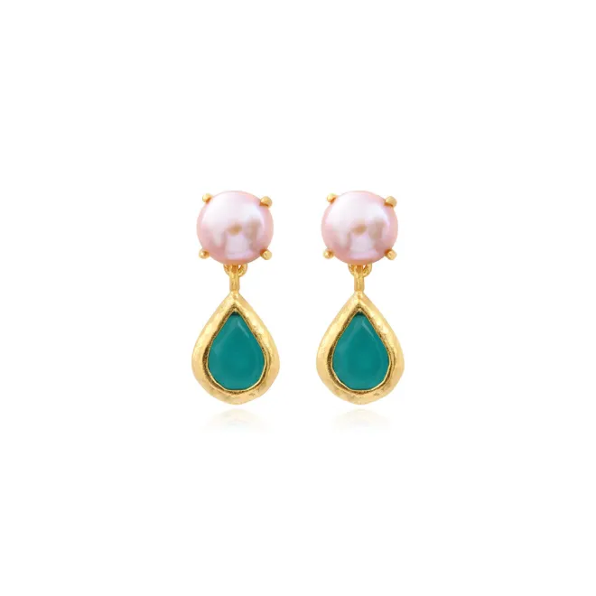 Byzance pierced stud earrings – blue