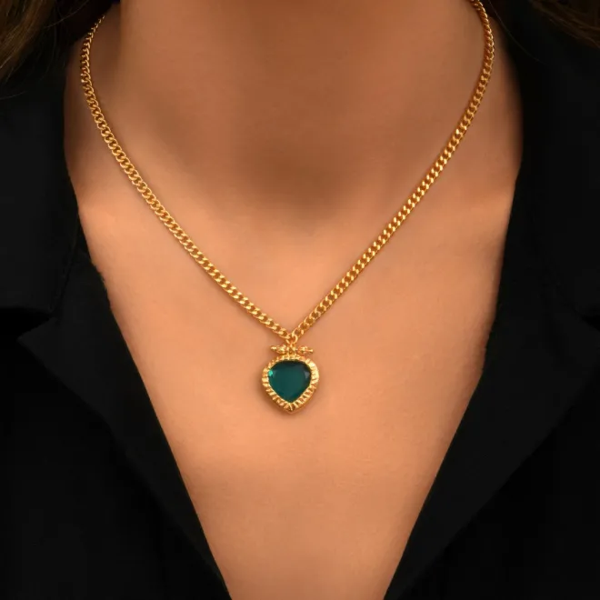 Byzantium pear pendant necklace – blue