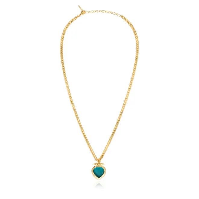 Byzantium pear pendant necklace – blue