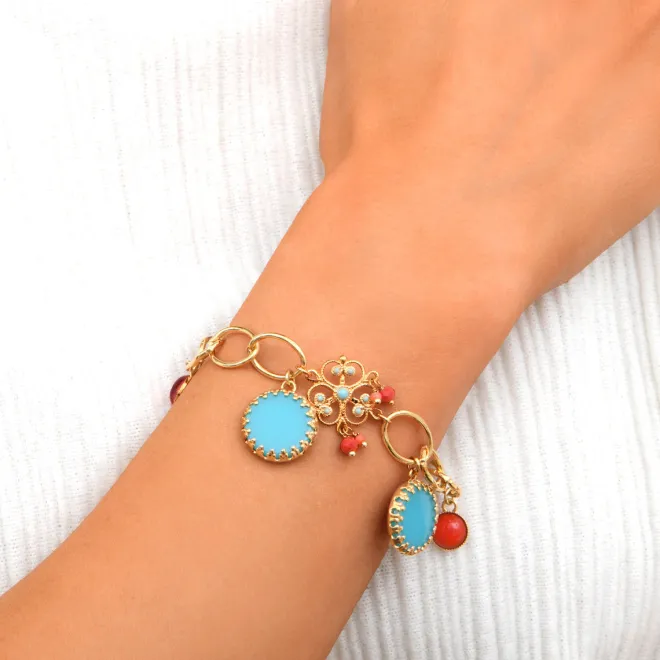 Capraia charm chain bracelet - turquoise