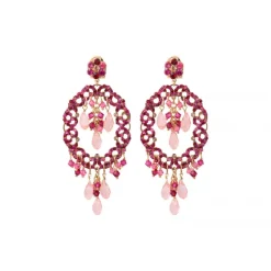 Chiara baroque pierced stud earrings - fuchsia pink