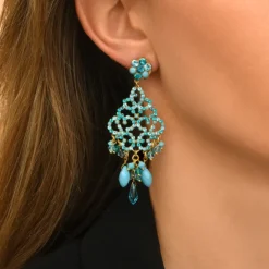Chiara dangle stud earrings - turquoise