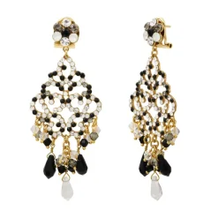 Chiara pierced sleeper stud earrings - black and white