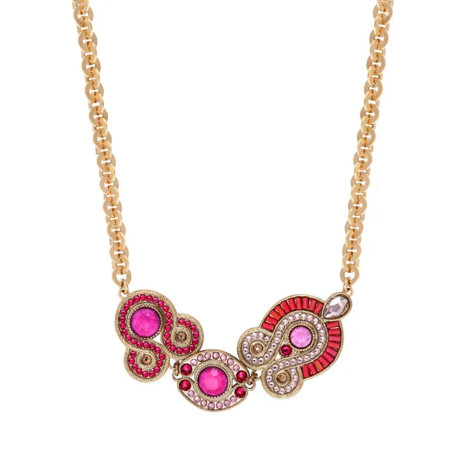 Circus Adjustable Short Chain Necklace - Fuchsia Pink