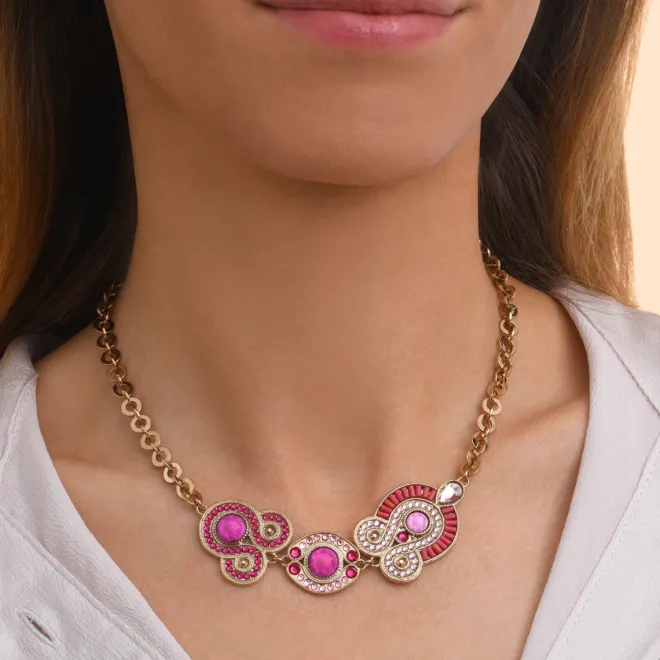 Circus Adjustable Short Chain Necklace - Fuchsia Pink
