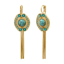 Circus chain sleeper earrings - turquoise