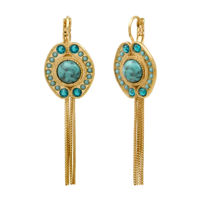 Circus chain sleeper earrings - turquoise