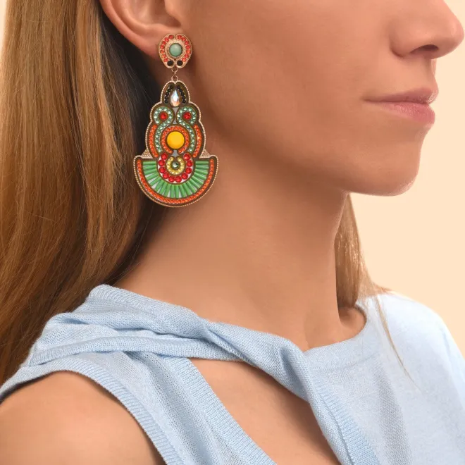 Circus clip-on earrings - green