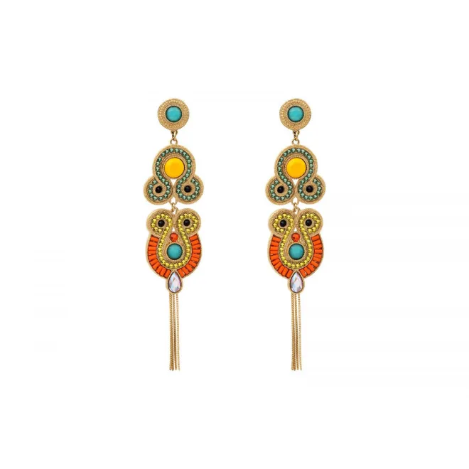 Circus long pierced stud earrings - green