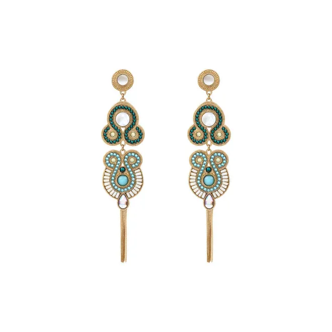 Circus long pierced stud earrings - blue