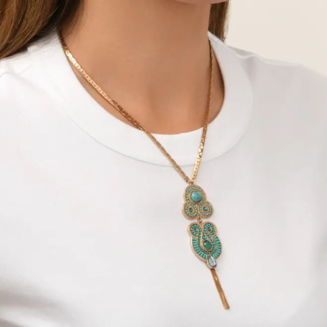 Circus pendant necklace - turquoise
