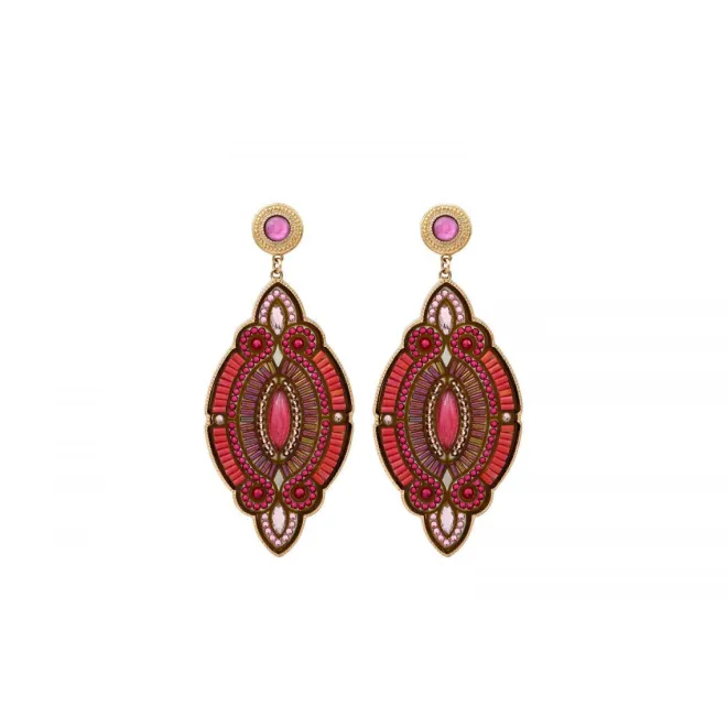 Circus pierced stud earrings - fuchsia pink