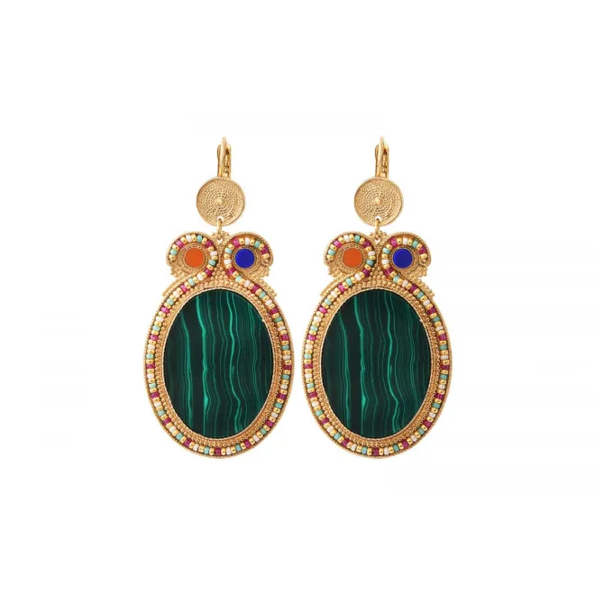 Claudia large sleeper earrings - green