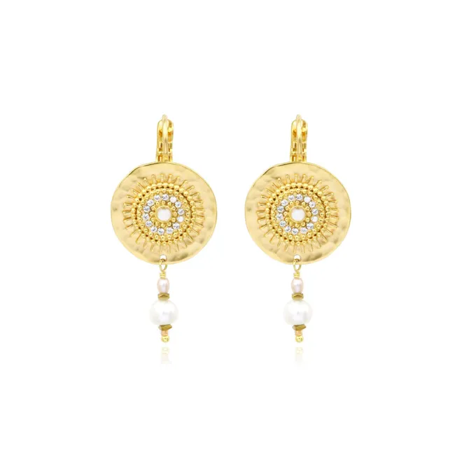 Dakota fine sleeper earrings - pearl