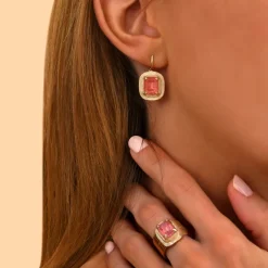 Delicate sleeper earrings, Soleil - roses
