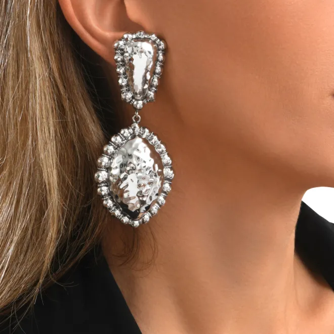 Gilda clip-on drop earrings – silver