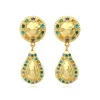 Gloria clip-on drop earrings - green