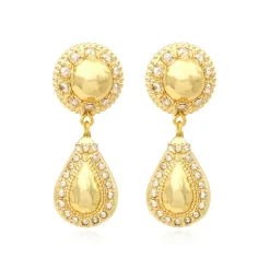 Gloria clip-on drop earrings - gold