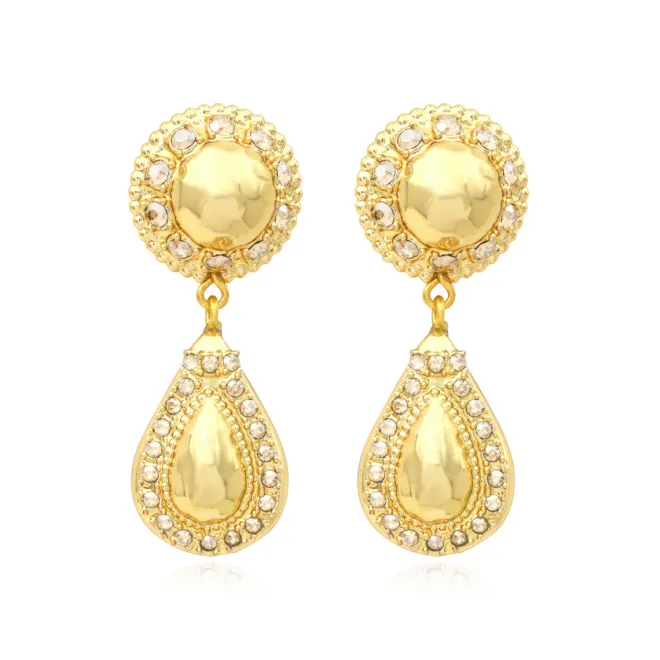 Gloria clip-on drop earrings - gold