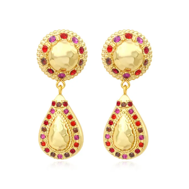 Gloria clip-on drop earrings - red
