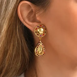 Gloria clip-on drop earrings - red