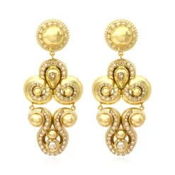 Gloria clip-on earrings in gold metallic resin and crystals - gold