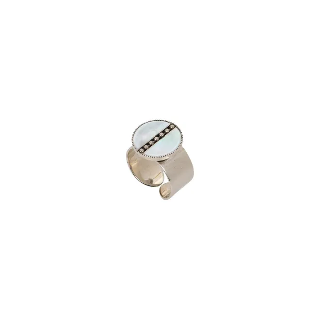 Hawaii Adjustable Round Thin Ring - White Mother of Pearl