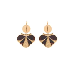Hawaiian sleeper earrings - black and gold