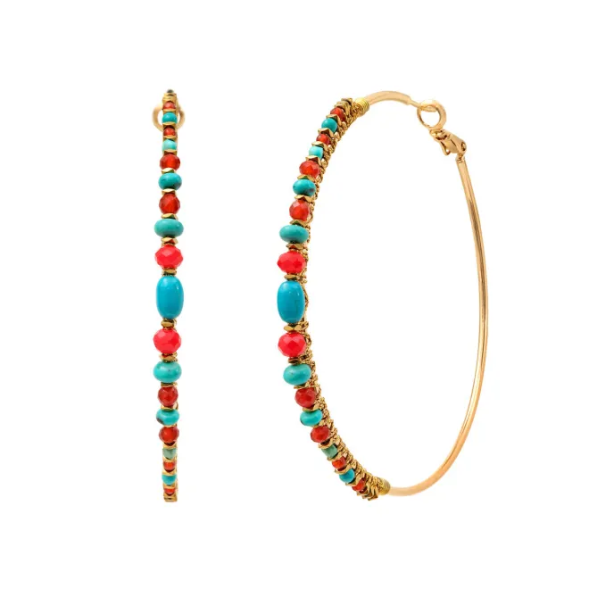 Iancura hoop earrings - turquoise carnelian