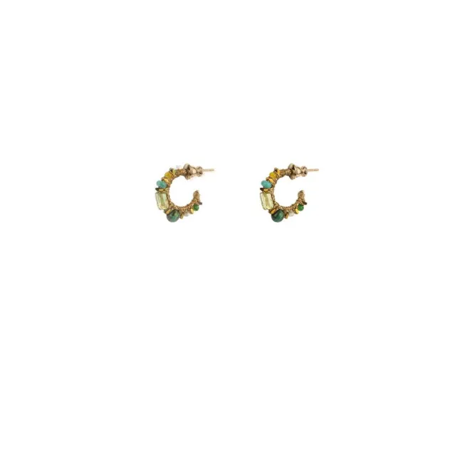 Iancura thin hoop earrings - green