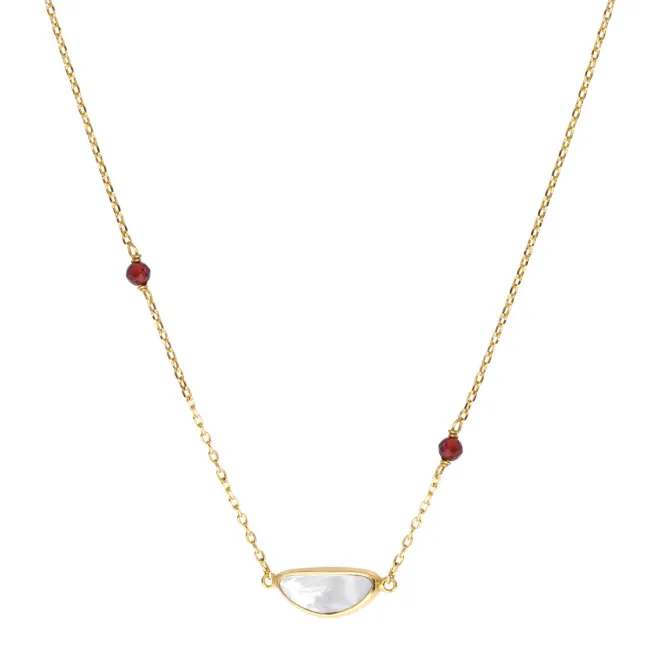 Lhasa pendant necklace - garnet and mother-of-pearl