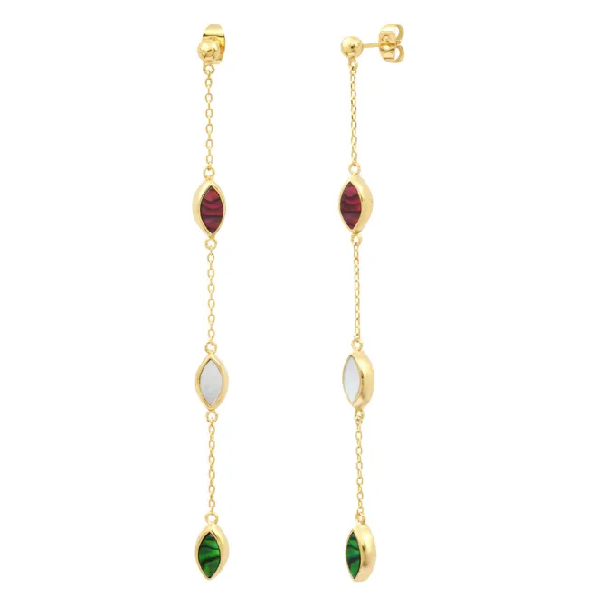 Lhasa pierced earrings - green and red