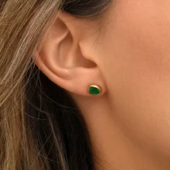 Lhasa pierced stud earrings in gold-tone metal and mother-of-pearl - green