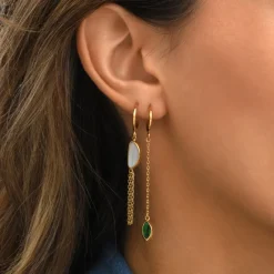 Lhasa pierced stud earrings - green