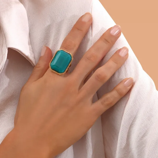 Louise adjustable ring - green