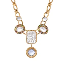 Louise cabochon necklace - white