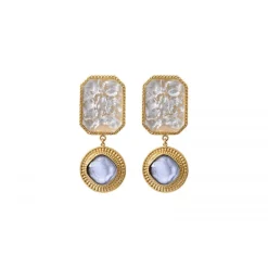 Louise clip-on drop earrings - white