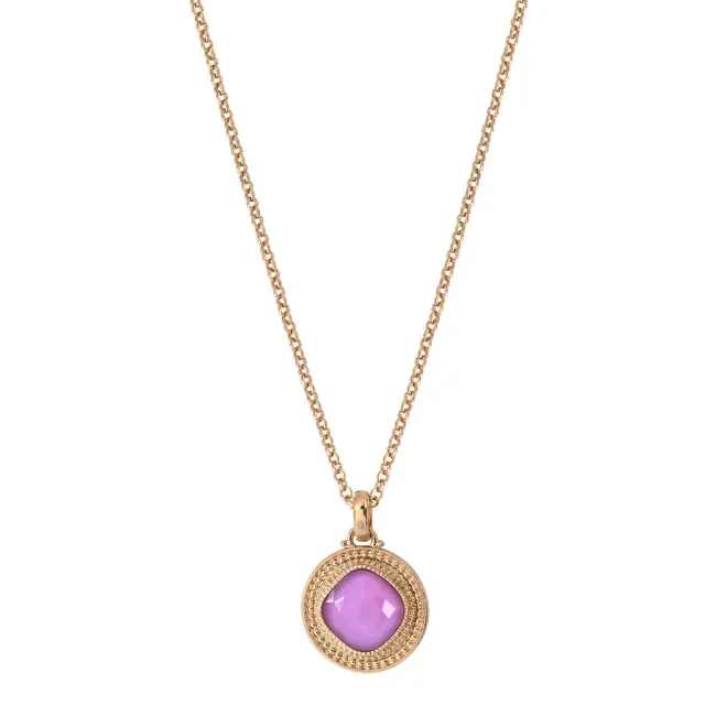 Louise faceted cabochon pendant necklace - pink