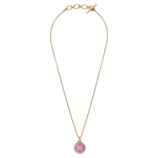 Louise faceted cabochon pendant necklace - pink
