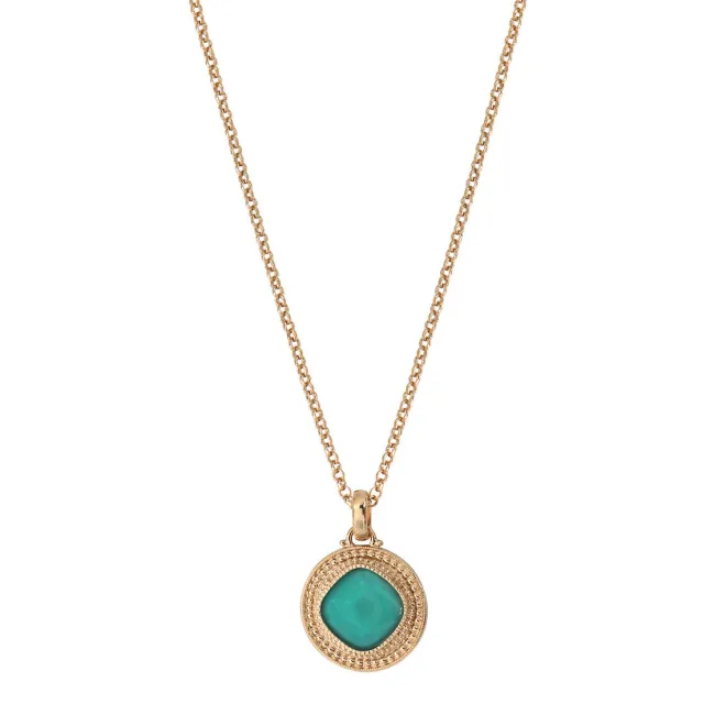 Louise faceted cabochon pendant necklace - turquoise