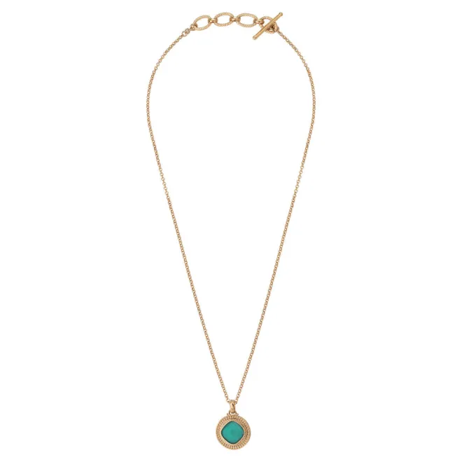 Louise faceted cabochon pendant necklace - turquoise