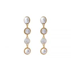Louise long pierced stud earrings - white
