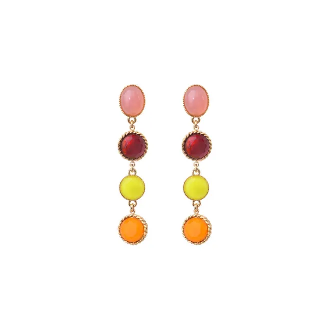 Louise long stud earrings for pierced ears - red