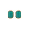Louise rectangular clip-on earrings - turquoise