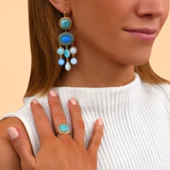 Louise sequin sleeper earrings - turquoise