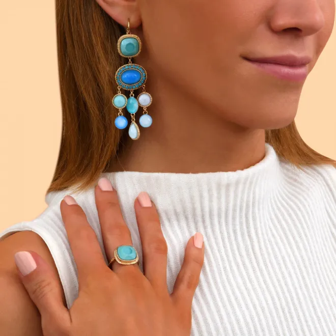 Louise sequin sleeper earrings - turquoise