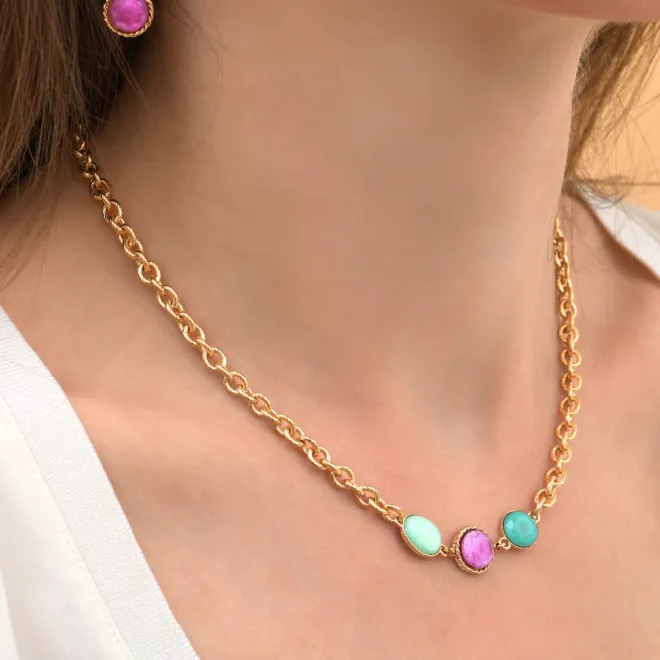 Louise short necklace - blue