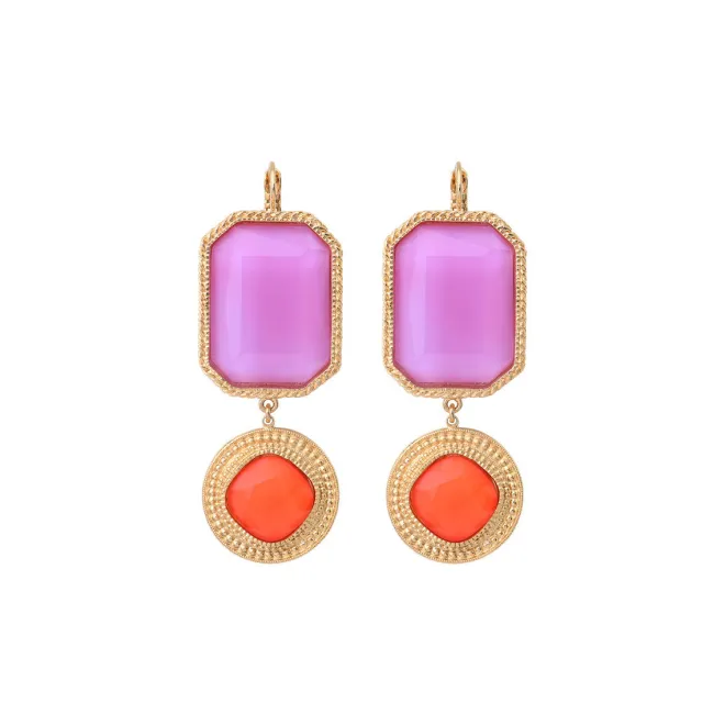 Louise sleeper earrings - purple and red