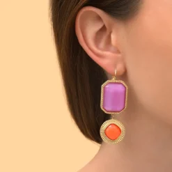 Louise sleeper earrings - purple and red