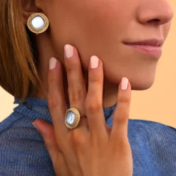 Louise thin clip-on earrings - white